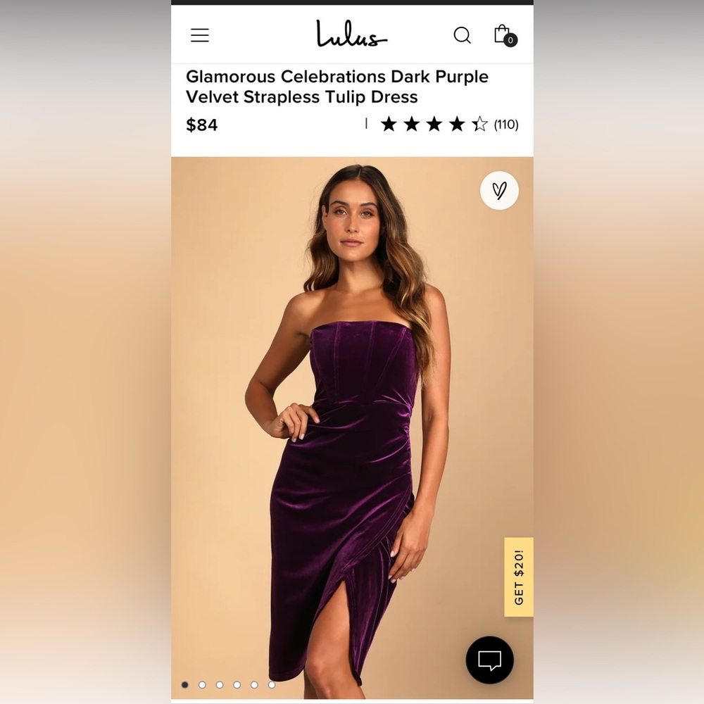 Lulu’s Velvet Midi Tulip Hem Dress